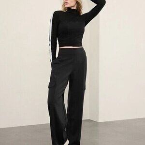 Athleta Venice Cargo Wide Leg Pant – Black – Size Large